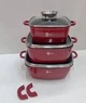 Набор квадратных кастрюль с гранитным покрытием на 8 предметов Higher Kitchen НК-302 Красный - изображение 3