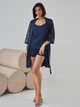 Пижама (майка + шорты) женская BARWA garments 0166/72 L Темно-синяя (2111660723593) - изображение 7
