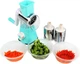 Овочерізка Tabletop Drum Grater Kitchen Master бірюзовий з насадками для овочів і фруктів ручна терка для кухні багатофункціональна механічна універсальна для картоплі фрі мультислайсер універсальний подрібнювач дрібна нарізка овочерізки - зображення 2