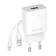 Мережевий зарядний пристрій WALKER WH-26 1USB / 2.1A +кабель Lightning white - зображення 1