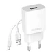 Сетевое зарядное устройство WALKER WH-26 1USB / 2.1A +кабель MicroUSB white - изображение 1