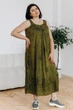 Літній сарафан вільного крою FREE SIZE (на ОГ 100-108 см) кольору хакі з вишивкою спереду №565 - изображение 1