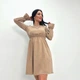 Вельветовое платье с завышенной талией Fashion 46/48 бежевый - изображение 2
