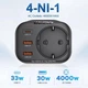 Зарядний пристрій Asometech 4 в 1 на 1 USB-C -33W и 2 USB-A-30W з розеткою чорний - зображення 2