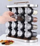 Набір для спецій 16 скляних ємностей на підставці, Спецівниця Stainless steel and wood, Органайзер для спецій і приправ - зображення 3