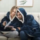 Плед толстовка Huggle Hoodie blue с капюшоном рукавами onesize - изображение 2