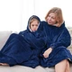 Плед толстовка Huggle Hoodie blue с капюшоном рукавами onesize - изображение 15