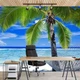 Флизелиновые фотообои Природа Море Тропики 254x184 см 3D Пляж с пальмой и гамаком (578V4)+клей - изображение 5