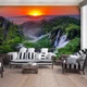 Флизелиновые фотообои 3D Ландшафт Закат Амазонка Джунгли Природа - Водопад под красочным закатом (13055V)+клей - изображение 9