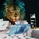 Флизелиновые фотообои 3д животные дикие кошки 254x184 см Лев на черном фоне (3631V4)+клей - изображение 7