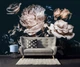 3D Цветы Пионы Розы флизелиновые фотообои 416 x 290 см Изумительный букет на черном фоне (13524VEXXXXL)+клей - изображение 5