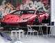 Флизелиновые 3д фотообои автомобили на стену 254x184 см Красная Ламборджини в краске на фоне улицы с граффити (14702V4) +клей - изображение 8