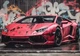 Флизелиновые 3д фотообои автомобили на стену 254x184 см Красная Ламборджини в краске на фоне улицы с граффити (14702V4) +клей - изображение 2