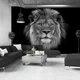 Флизелиновые фотообои коты 368x280 см 3D Животные - черно-белый лев на темном фоне (13996V10) +клей - изображение 10