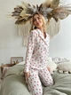 Женская муслиновая пижама Веточки с красным COSY брюки+рубашка S белая M230P - изображение 5