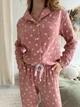 Женская муслиновая пижама Сердца COSY брюки+рубашка S темная пудра M105P - изображение 4