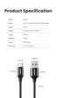 Кабель зарядний Ugreen Type-C 6A 100W Huawei Supercharge 1М Black Nylon, 50567 (US279) - зображення 8