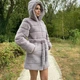 Шуба из искусственного меха шиншиллы с капюшоном и поясом MNC серый 39rv141 42 - изображение 2