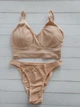 Комплект нижнего белья в рубчик топ бюстгальтер трусики Honey Fashion Accessories S/M бежевый (2-185) - изображение 8