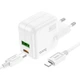 Мережевий зарядний пристрій Hoco C111A Lucky PD30W+QC3.0 з кабелем Type-C to Lightning - зображення 2