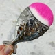 Кисть рыбка для макияжа / удаления пыли (Серебро с розовым ворсом) - изображение 1