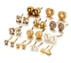 Бижутерные серьги 2048 набор 12 пар золотые гвоздики Fashion Jewelry gold - изображение 1