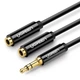 Кабель спліттер розгалужувач UGREEN mini jack 3.5mm Male to 2 Female Audio Cable (20cm). Black - зображення 1