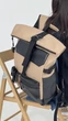 Жіночий рюкзак ролтоп для ноутбука Rolltop для подорожей бежевого кольору з екошкіри - зображення 2