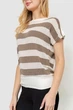 Кофта женская в полоску, цвет бежево-молочный, 244R0262, L-XL - изображение 3