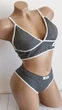 Комплект нижнего белья в рубчик бюстгальтер топ и трусики New Style One Size S/М темно-серый (2-225) - изображение 2