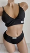 Комплект нижнего белья в рубчик бюстгальтер топ и трусики New Style One Size S/М черный (2-225) - изображение 5