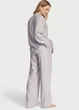 Пижама Victoria's Secret Flannel Long Pajama Set фланелевая (Рубашка+штаны) XS розовая в полоску - изображение 2