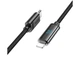 Зарядний кабель швидкого заряджання USB-C/Lightning 27W hoco. U127 дисплей синхронізації акумулятора телефону concealed digital display Black - зображення 4