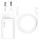 Зарядное устройство Baseus Super Si 1C 20W With Simple Wisdom Data Cable Type-C/iP White (TZCCSUP-B02) - изображение 6