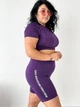Спортивний жіночий костюм XCVI Plus Size для фітнесу та йоги +SIZE БАТАЛ (кроп-топ футболка + подовжені шорти) 3XL Фіолетовий (1657_3XL) - зображення 6