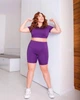 Спортивний жіночий костюм XCVI Plus Size для фітнесу та йоги +SIZE БАТАЛ (кроп-топ футболка + подовжені шорти) 3XL Фіолетовий (1657_3XL) - зображення 8