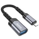 Адаптер Hoco UA24 iP male to USB female 2.0 converter Metal Gray - зображення 1