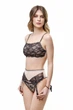 Комплект женский кружевной топ, стринги и пояс для чулок Felisiya Lingerie Черный с бежевым 2002+204+305-1294с170 XL - изображение 1
