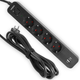Сетевой удлинитель 3 м 4 гнезда с USB (QC3.0) и USB-C (PD18W) заземлением и кнопкой VIDEX VF-PD43G1QC1PD-B - изображение 1