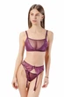 Комплект женский кружевной топ, стринги и пояс для чулок Felisiya Lingerie Сливовое вино 2009+222+301-076с M - изображение 1