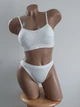 Комплект нижнего белья в рубчик топ бюстгальтер трусики Honey Fashion Accessories S/M белый (2-167) - изображение 2