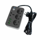 Сітковий фільтр XOKO SP-3-3-1, 2 м, 3 EU розетки, 1 міжнародна розетка, 3 USB сірий - зображення 1