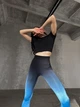 Спортивные женские лосины Ombre с Push Up для фитнеса и йоги Бесшовные Двухцветные XS-S Черно-синие (XV07XS-S) - изображение 5