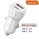 Автомобільний зарядний пристрій toocki TQ-CC25 50W Швидка зарядка PD3.0 Type C Quick Charge 3.0 USB White (730211951721) - зображення 1