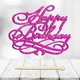 Блискучий Топпер "Happy Birthday (13)" Напис 12х8cм для Торта у Букет Квіти Фігурка МДФ з Одностороннім глітером (малиновий) - зображення 1