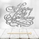 Блискучий Топпер "Happy Birthday (13)" Напис 12х8cм для Торта у Букет Квіти Фігурка МДФ з Одностороннім глітером (срібло) - зображення 1