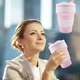 Складная силиконовая термокружка Collapsible pink 350ml - изображение 8
