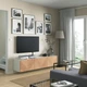 Тумба под ТВ IKEA БЕСТО, с дверцами, белый, Хедевикен парит дуб, 180x42x38 см, 594.217.96 - изображение 3