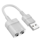 Внешняя звуковая карта HOCO Spirit external sound card for earphone USB to 3.5mm (0.15M, USB, DAC). Grey - изображение 1