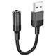 Перехідник Hoco LS37 адаптер USB to AUX (3.5mm) 0.15m для телефонів для комп'ютерів ПК для передачі аудіосигналів на динаміки/навушники Чорний - зображення 1